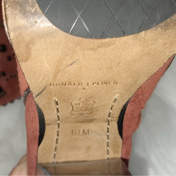 Donald J. Pliner Rust Suede Heeled Boots with Black Bead Accents - Picture 9 of 9